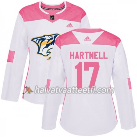 Naisten NHL Nashville Predators Pelipaita Scott Hartnell 17 Adidas 2017-2018 Valkoinen Vaaleanpunainen Fashion Authentic